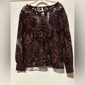 torrid Deep Plum Sheer Embroidered Long Sleeve Top